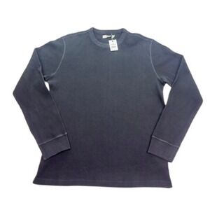 AE77 Waffle Knit Long Sleeve Gray Crewneck Top Size L NWT